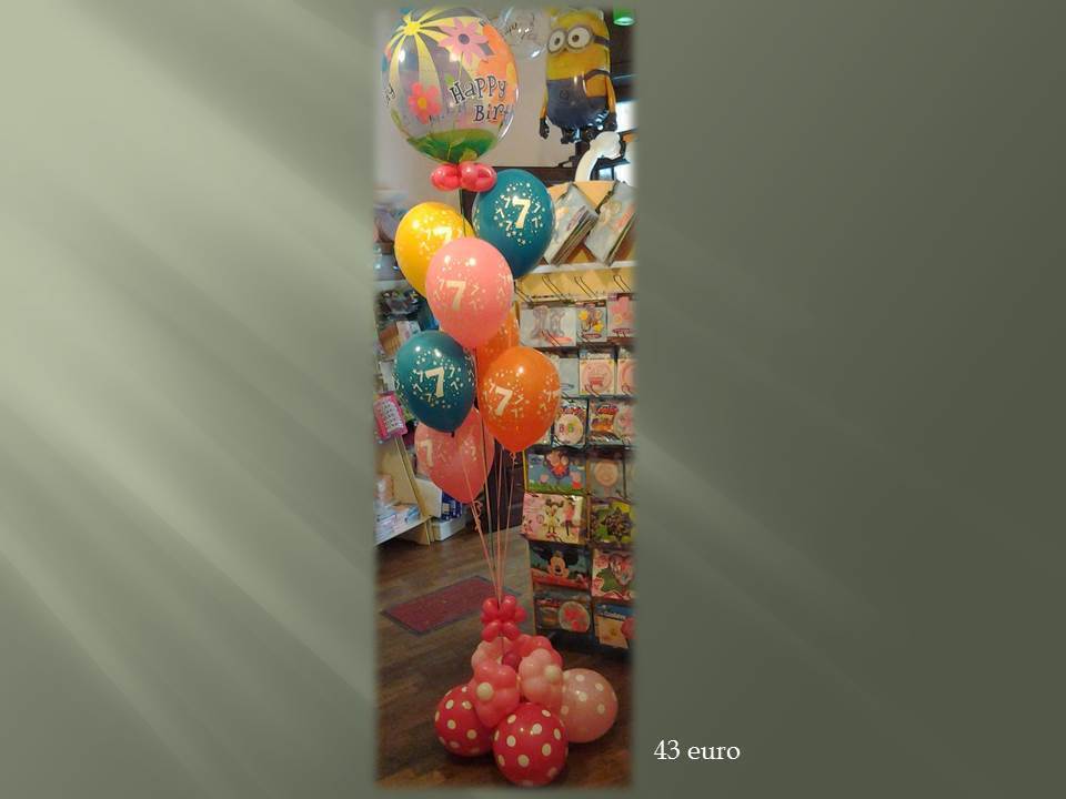 composizione gruppo palloni con base fiori